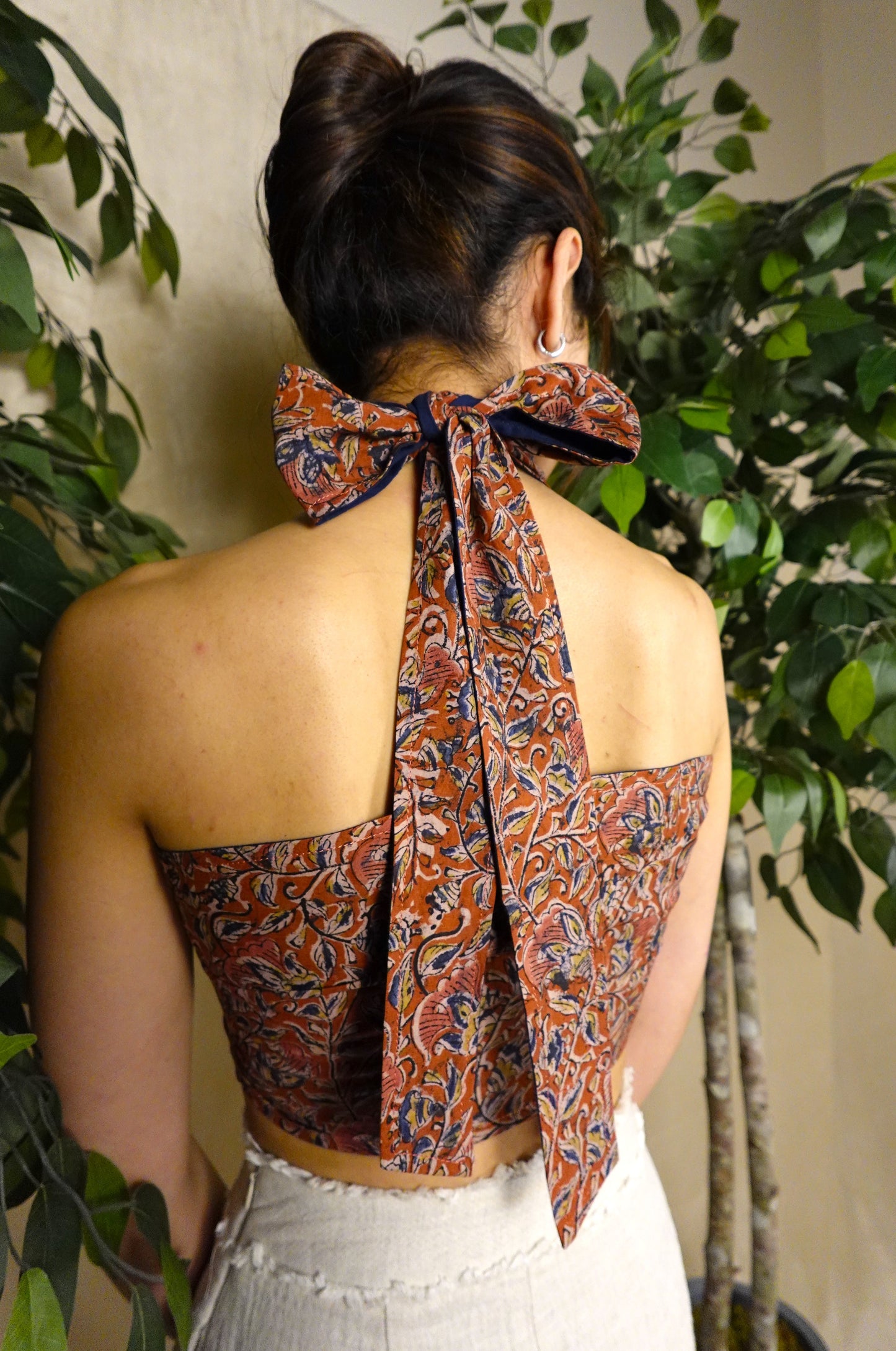 Tangerine Bloom Crossneck Top