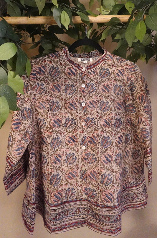 Lotus Blues Mandarin Collar Shirt