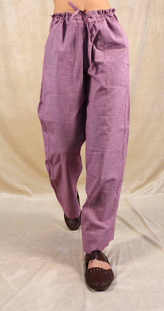 Crimson Cascade Cotton Pants