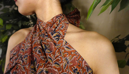 Tangerine Bloom Crossneck Top